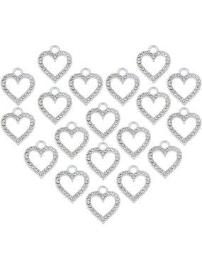 60Pcs Rhinestone Heart Charms - Gold & Silver Love Pendants for DIY Jewelry